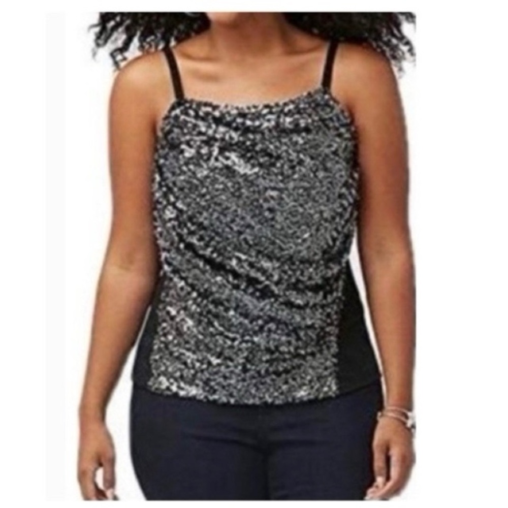 Lane Bryant Black and Silver Sequin Cami Tank